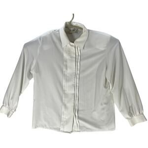 Boston Traveler Blouse Women Size 10 White Long Sleeves Office Minimalist STAIN